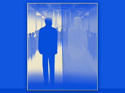 ID blue figure illustration light man poster reflection shadow stand