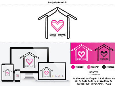 Sweet Home Love Logo #iwanistic homeless homelogo illustration iwanistic logo lovelogo photoshop pink sweetlogo