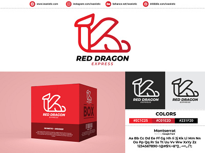 Red Dragon Logo Design #iwanistic box delivery dragon express iwanistic logodesign red