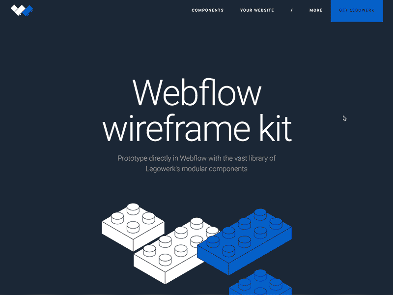 Legowerk landing page webflow wireframe kit