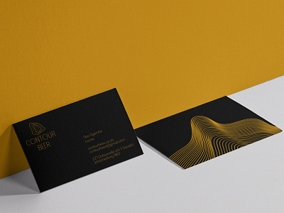 Contour Beer Business Cards black and gold black business cards brand branding branding design busines card contour contour lines design gold logo south africa yellow