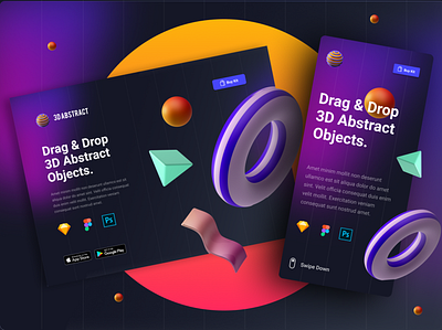 3D Abstract Web UI Design 3d abstract app branding dailyinspiration design designinspiration ecommerce graphic design illustration landing page logo minimal typography ui ux vector web website