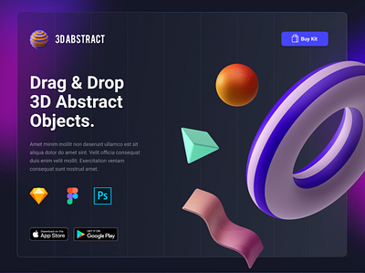 3D Abstract Landing Page 3d abstract design landing page ui ux