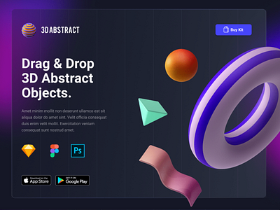 3D Abstract Landing Page