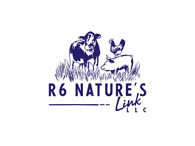 6R Nature's Link 99designs adobe illustrator agricultural agriculture logo animals chicken classic cock cow farm graphic hand drawn illustration logo meat nature pig sketch vector