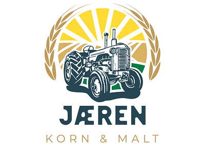 Jæren Korn & Malt agriculture barley classic farm logo farming field logo malt nature sun tractor vector