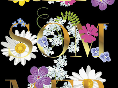 Typo sketch book cover flowers typography vector