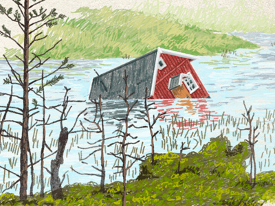 Sinking bookcover digital illustration illustration