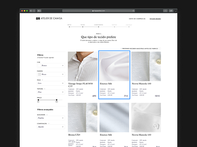 Man's Shirt Configurator - Step 2 components configurator ecommerce filters shop step by step wizard