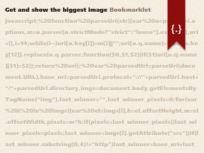 Biggest Image Bookmarklet bookmarklet frutiger javascript red ribbon