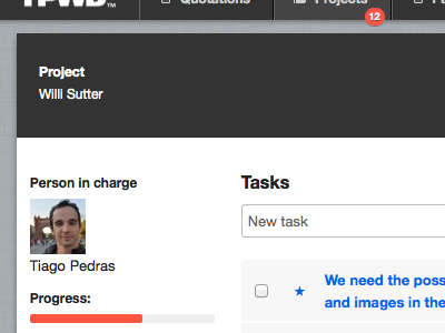 Workbench - Project & tasks avatar progress bar project task