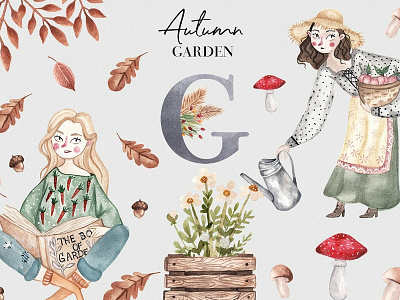 Autumn Garden Watercolor Collection