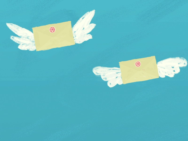 2 dribbble invites animation dribbble gif invitation invite invites letter wings