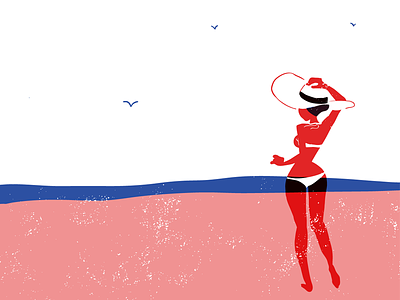 b e a c h beach bikini girl illustration summer