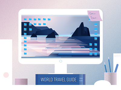 Love To Travel computer computer screen dreams come true graphic design illustration making plans office task to do travel