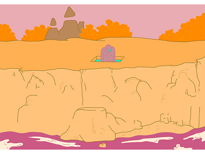 Small Pool beach cliff monster orange tears