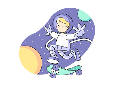 Space skate 🚀 art character design flat illustration illustrator skateboard space vector vector art vector illustration