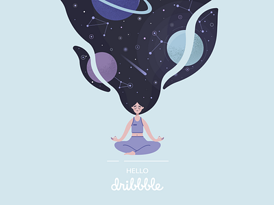 cosmic girl design flat illustration space vector