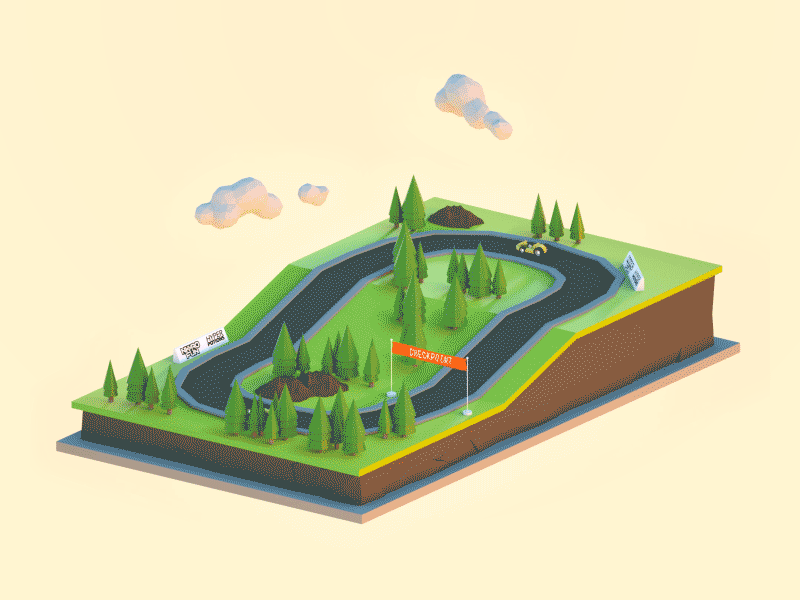 Racing Cars Loop 3d art animation