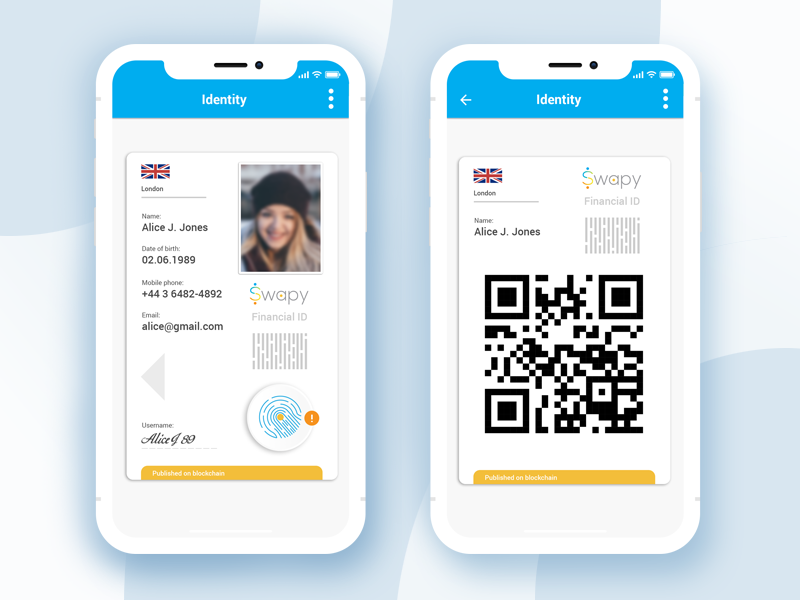 Swapy Financial ID App by Plinio on Dribbble