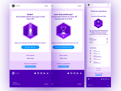 Email Notification UI for Kleros DApps blockchain dapp design email design email template icon icon set ui user experience user interface ux vector web