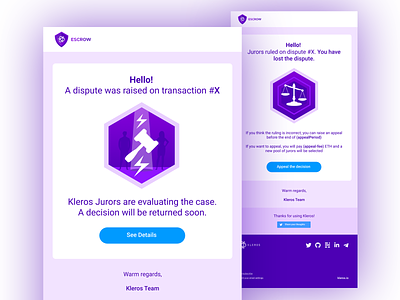 Email Notification UI for Kleros DApps