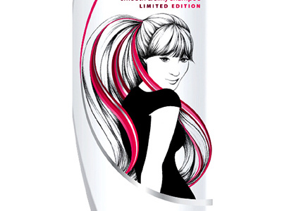 Head & Shoulders Limited Edition Shampoo Bottle hand drawing illustration packaging design vector illustration