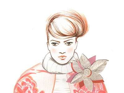 Emmy in Fendi fashion illustration illustration mixed media