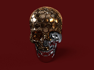 3D skullpture 3d 3d art 3d artist abstract metallic photorealism skull skull art