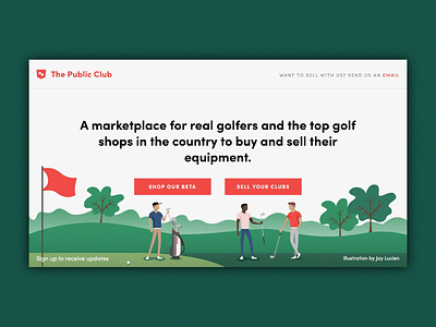 Golf Startup Hero Graphic ecommerce golf hero banner hero graphic illustration landing page landscape marketplace website