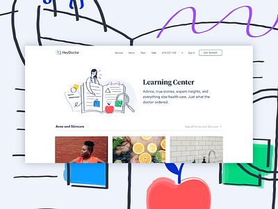 Heydoctor Learning Center Illustration 2018 blog branding doctor illustration product design telehealth telemedicine ui web design