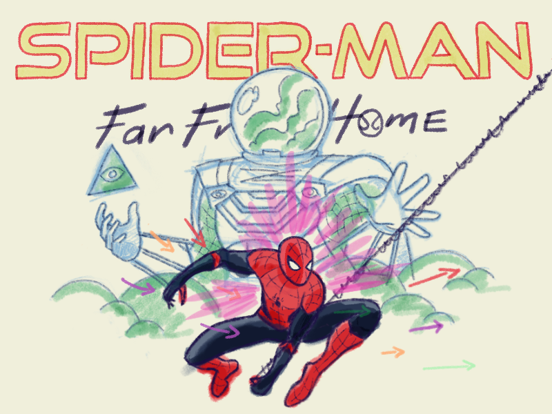 Far From Home sketch hand drawn drawing digital art mysterio procreate ipad design illustration marvel spiderman