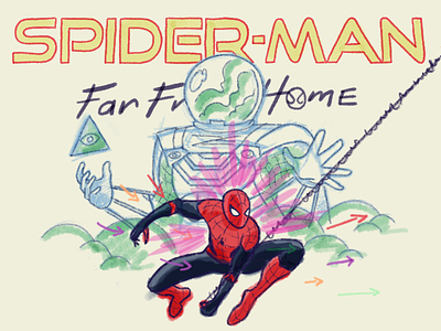 Far From Home design digital art drawing hand drawn illustration ipad marvel mysterio procreate sketch spiderman