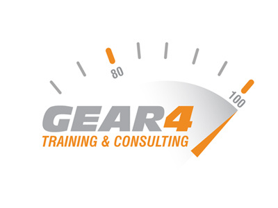 Gear4 Training Consulting Logo branding consulting fast gear4 grey improvements logo meter orange speed training