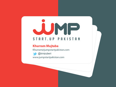 Jump Start.Up Pakistan Logo and Business Card blue branding business card pakistan professional logo red logo startup visiting card