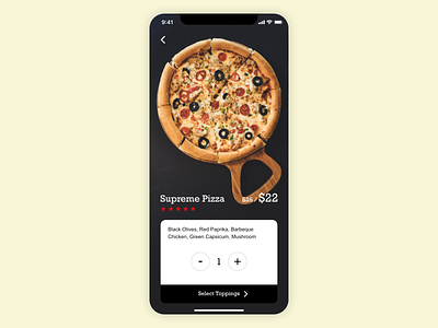 Restaurant App Ordering Screen Concept app food food ordering ios pizza restaurant ui