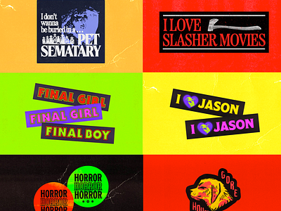 HORROR MOVIE STICKERS graphic design horror horror movies illustration sticker design type typography