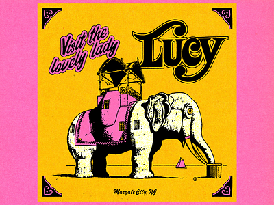 Visit The Lovely Lady Lucy The Elephant! branding design graphic design lucy the elephant retro design roadside america roadside attractions type typography vintage design