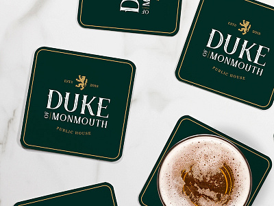 Duke of Monmouth Beer Mats beer branding bold color bold font brand brand identity branding design logo logo design typography