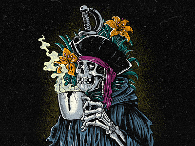 Pirate break artwork coffee coffeeart darkart design illustration pirate skull skullart skulls