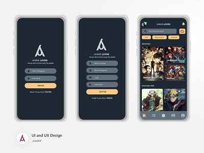 Anime Lovers Mobile Ui and Ux Design Dark Mode app app design design flat mobile app mobile ui typography ui ui design ux