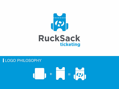 Rucksack Ticketing Logo Design branding identity logo. logo design rucksack ticket ticketing