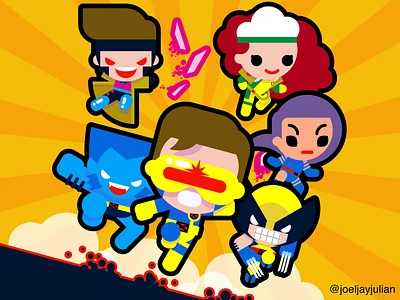 90s X-Men cartoon character design chibi comics cute illustration kawaii marvel marvel comics vector xmen