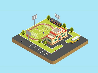 School Isometric Design design graphic design illustration isometric design vector