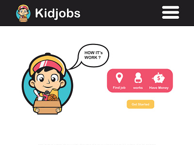 Kidjobs Logo concept baby app boy cartoon charachter cute graphic design kid kid app logo modern logo money