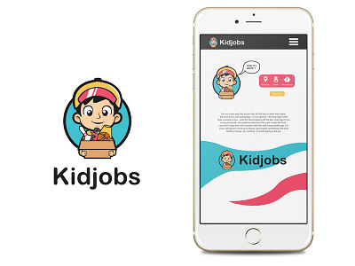 Kidjobs Logo concept app app design cartoon logo character cute kid logo mascot logo money phone app website design