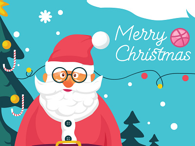 Merry christmas Dribbble cartoon character cartoon illustration dribbble greetingcard merry christmas postcard santa clause