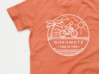 Tour De Pier T Shirt Design beach bicycle charity line minimal ocean palm sun tee tree tshirt