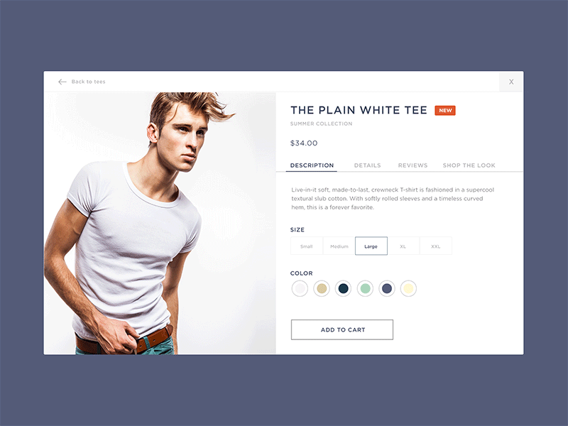 UX Design Practice cart cinemagraph clean fashion gif minimal product shopping tee tshirt ux white space