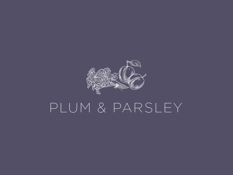 Plum & Parsley Logo blog clean gif light logo minimal parsley plum recipe restaurant vegan